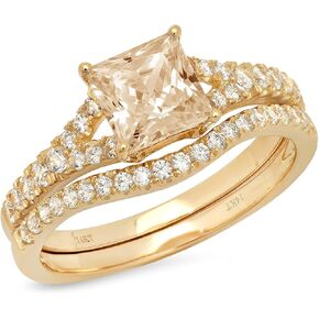 كلارا بوتشي 2.01 قيراط الأميرة قطع تمهيد سوليتير لهجة حقيقية لا تشوبه شائبة البني الطبيعي مورغانيت المشاركة وعد بيان الذكرى السنوية الزفاف خاتم الزواج مجموعة منحني الصلبة 18K الذهب الأصفر in Kuwait