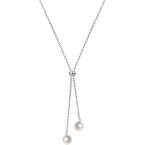 YinShan Long Chain Dainty Necklace Simple Style 925 Sterling Silver Heart Pearl Star Pendant Adjustable Y Shaped Necklace Jewelry for Women