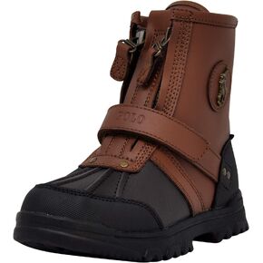 حذاء POLO RALPH LAUREN للجنسين للأطفال الأولاد Conquered Hi Boot، جلد بلون الشوكولاتة/الأسمر in Saudi Arabia