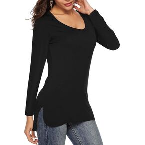 Florboom Womens Casual Tshirts Short/Long Sleeve Scoop Neck Long Fitted Tops Plain T Shirts in Saudi Arabia