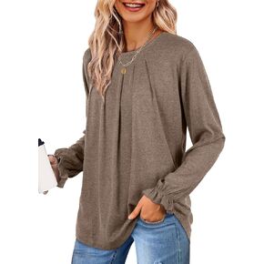 قمصان LCXWFE للسيدات قمصان صيفية كاجوال أنيقة ورقبة دائرية وأكمام مكشكشة للنساء in Kuwait