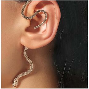 Yheakne Punk Snake Ear Climber Earrings Gold Snake Ear Cuff Wrap Earrings Gothic Serpent Earrings Snake Crawler Earrings Fake Piercing Earrings Cool Animal Jewelry for Women and Girls Halloween gifts (Gold)
