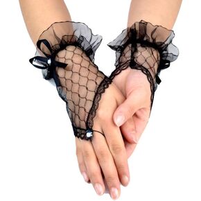 JISEN Women Short Lace Gloves for Banquet Party Performance Wedding
