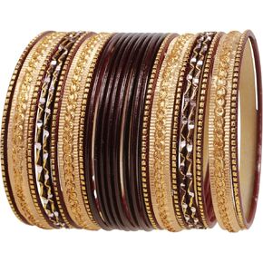 Touchstone 2 Dozen Bangle Collection الهندي بوليوود سبيكة معدنية مزخرفة اللون مصمم مجوهرات خاصة كبيرة الحجم الإسورة أساور مجموعة من 24 باللون الذهبي أو الأبيض للنساء in Kuwait