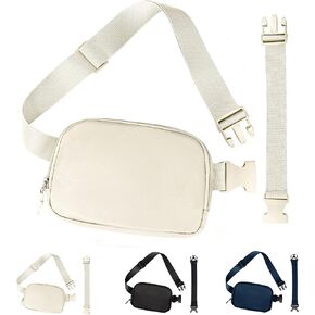 Fanny Pack for Women Men,Fashion Crossbody Bag Mini Belt Bag with Adjustable Strap and 11.8in Extension Belt, Waterproof Waist Bag for Outdoor Running Hiking Walking Travel (Beige)
