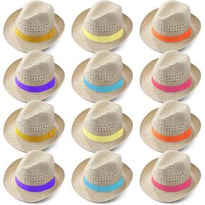 Wesiti 12 Pcs Hats for Men Women Panama Hats Men Cuban Hat with Colorful Band Cowboy Sombrero Hats for Summer Pool Beach Party in Saudi Arabia