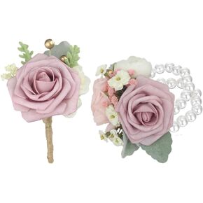 Rinlong 2Pcs Wedding Bouquets for Bridesmaids White Green Artificial Bridesmaid Flowers Bouquet for Bridesmaids Wedding Ceremony