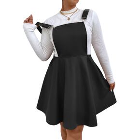 فستان WDIRARA نسائي مقاس كبير من جلد البولي يوريثان بدون أكمام بحاشية مضيئة فستان بينافور صلب in Kuwait