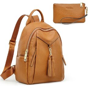 Kattee Genuine Leather Backpack Purses for Women Soft Casual Daypack Fashion Travel Bags with Wristlet Wallet (Black) in Saudi Arabia