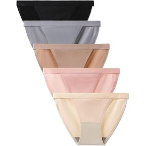 Buankoxy G-String Underwear for Women Seamless High Cut Invisible Bikini Panties Stretch Hipster Briefs 5 Pack in Kuwait