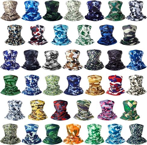 Tarpop 40 Pcs Camouflage Neck Gaiters for Men Wrap Headwear Bandana Cooling Face Cover Sun Protection Gaiter Mask Face Scarf Balaclava Bandana Scarf for Adults Women Outdoor Sports in Saudi Arabia