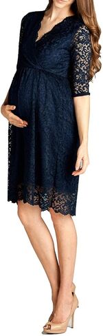 HELLO MIZ Women's Lace Maternity Dress with Nursing Friendly Faux Wrap in Kuwait