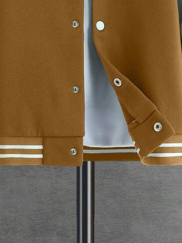 SHENHE Boy's Button Up Varsity Jacket Color Block Letter Print Baseball Bomber Jacket in Kuwait