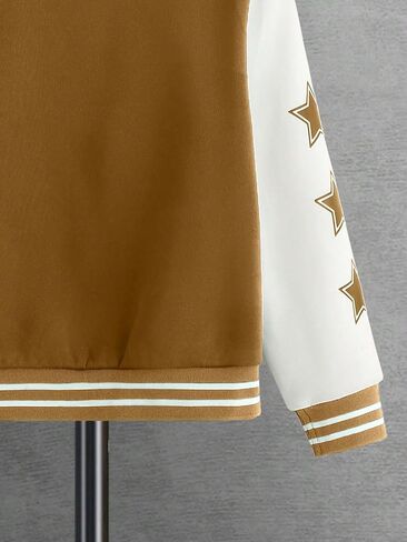SHENHE Boy's Button Up Varsity Jacket Color Block Letter Print Baseball Bomber Jacket in Kuwait