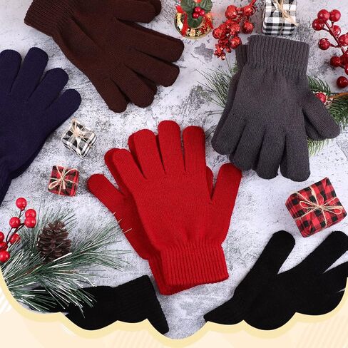 Haysandy 48 Pairs Winter Gloves Bulk Warm Winter Knit Gloves Soft Stretchy Gloves Pack for Unisex Adult Men Women Homeless Supplies Christmas Gift, 5 Colors in Saudi Arabia