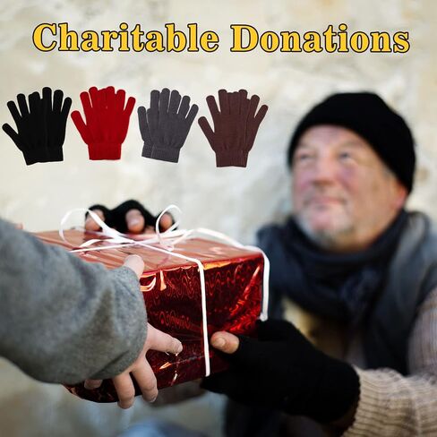 Haysandy 48 Pairs Winter Gloves Bulk Warm Winter Knit Gloves Soft Stretchy Gloves Pack for Unisex Adult Men Women Homeless Supplies Christmas Gift, 5 Colors in Saudi Arabia