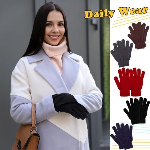 Haysandy 48 Pairs Winter Gloves Bulk Warm Winter Knit Gloves Soft Stretchy Gloves Pack for Unisex Adult Men Women Homeless Supplies Christmas Gift, 5 Colors in Saudi Arabia