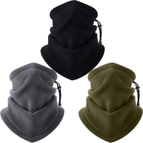 3 Pieces Fleece Neck Warmer Gaiter with Adjustable Strap Neck Warmer Face Covering Winter Neck Gaiter in Saudi Arabia