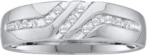 Sonia Jewels 10K White Gold Round Diamond Mens Wedding Band Ring - Channel Setting (1/8 cttw.) in Saudi Arabia
