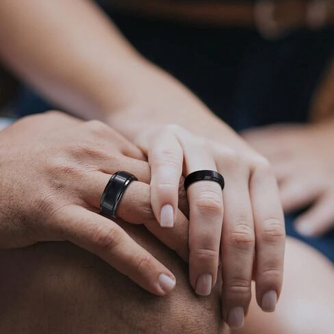 SHINYSO 6mm 8mm Mens Tungsten Carbide Rings Wedding Band Matte Comfort Fit Black/Silver in Kuwait