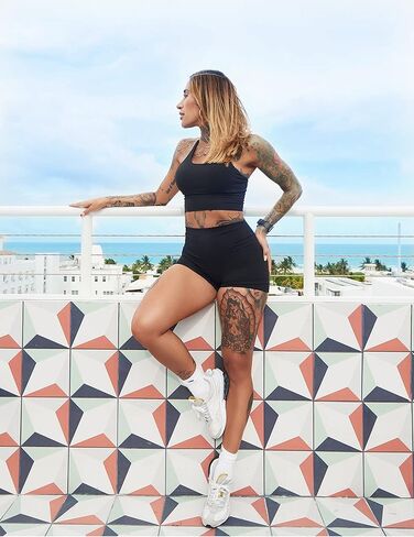 VALANDY 3 قطع من شورتات راكبي الدراجات النارية للنساء - 5 بوصات عالية الخصر قابلة للتمدد من الألياف اللدنة للتمرين في الصيف واليوجا والجري الرياضي in Kuwait