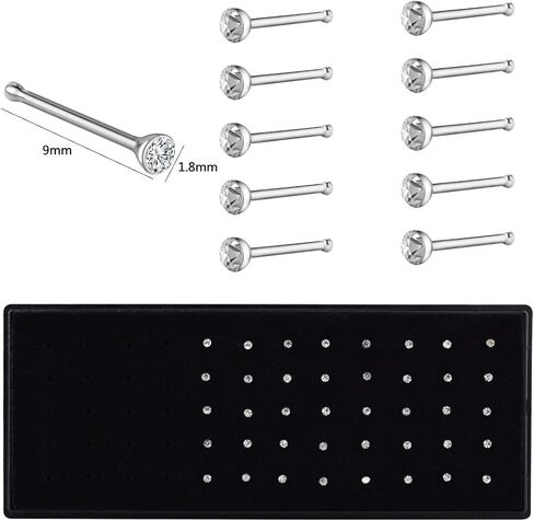سينوغ طقم حلقات انف من الستيل الجراحي (40 قطعة، 1.7 ملم، فضي/ابيض) in Kuwait