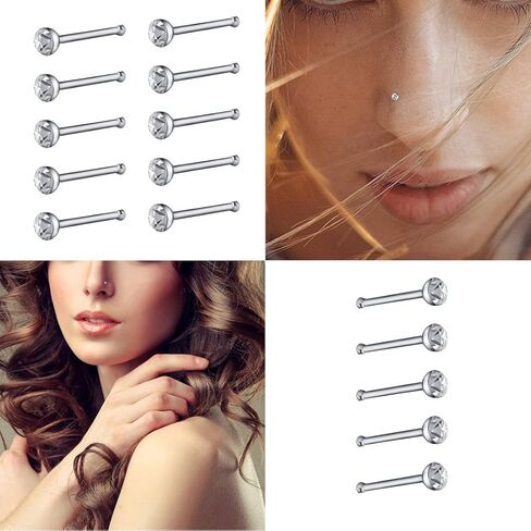 سينوغ طقم حلقات انف من الستيل الجراحي (40 قطعة، 1.7 ملم، فضي/ابيض) in Kuwait