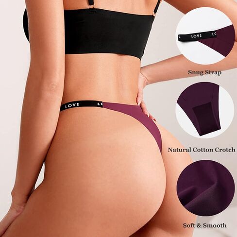 ملابس داخلية بيكيني بوليفيلان مكونة من 4 قطع من سراويل G-String Thong عالية القطع بدون خياطة، سراويل داخلية ناعمة غير مرئية in Kuwait