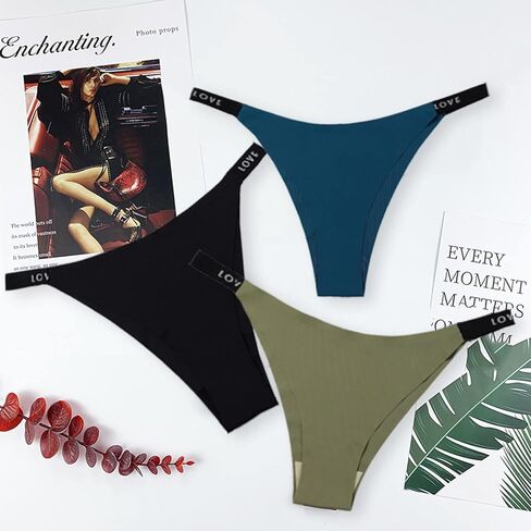 ملابس داخلية بيكيني بوليفيلان مكونة من 4 قطع من سراويل G-String Thong عالية القطع بدون خياطة، سراويل داخلية ناعمة غير مرئية in Kuwait