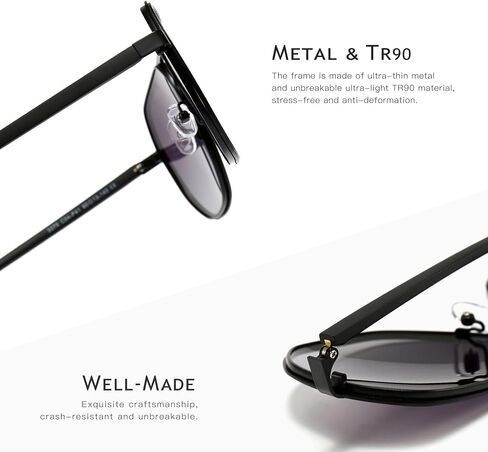 نظارات شمسية SUNGAIT Polygon Aviator للرجال نظارات شمسية مربعة عصرية مستقطبة وظلال طيار كلاسيكية للحماية من الأشعة فوق البنفسجية in Kuwait