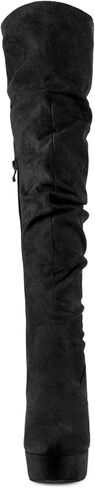 Allegra K Women's Platform Round Toe Zipper Slouch Heel Over the Knee Thigh High Boots in Saudi Arabia