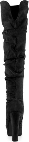 Allegra K Women's Platform Round Toe Zipper Slouch Heel Over the Knee Thigh High Boots in Saudi Arabia