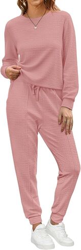 XIEERDUO Women's 2023 Fall 2 Piece Outfits Long Sleeve Crop Sweatsuit with Jogger Pants Lounge Sets with Pockets in Saudi Arabia
