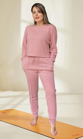 XIEERDUO Women's 2023 Fall 2 Piece Outfits Long Sleeve Crop Sweatsuit with Jogger Pants Lounge Sets with Pockets in Saudi Arabia