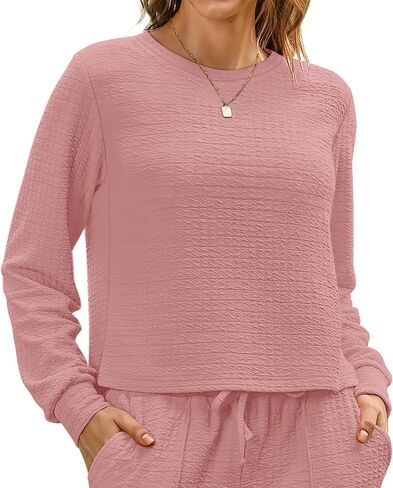 XIEERDUO Women's 2023 Fall 2 Piece Outfits Long Sleeve Crop Sweatsuit with Jogger Pants Lounge Sets with Pockets in Saudi Arabia