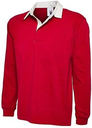 Uneek Clothing-Mens-Premium Rugby Shirt-330 gsm-Red-XL in Saudi Arabia