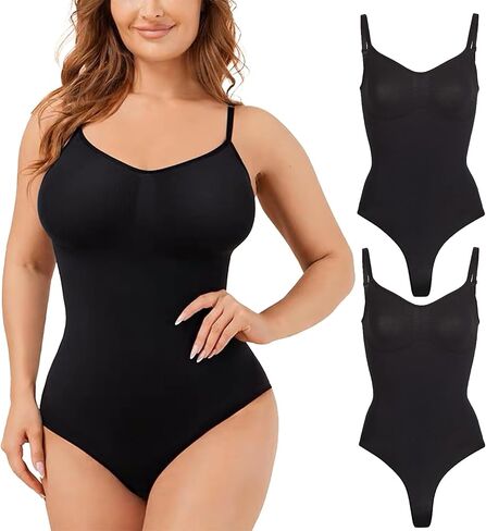 CHIC FILLES 2Pieces Bodysuits for Women Tummy Control Shapewear Seamless Sculpting thong Body Shaper Tank Top in Kuwait
