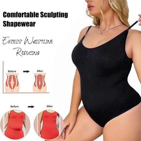 CHIC FILLES 2Pieces Bodysuits for Women Tummy Control Shapewear Seamless Sculpting thong Body Shaper Tank Top in Kuwait