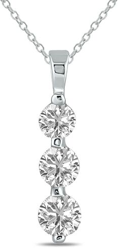 قلادة ثلج من الماس بثلاثة أحجار من الألماس 1/2-2 قيراط (لون G-H، نقاء VS1-VS2) من الذهب الأبيض والأصفر عيار 10 قيراط in Kuwait