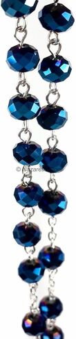 Nazareth Store Deep Blue Crystal Beads Rosary Catholic Necklace Holy Soil Medal Cross Crucifix Velvet Bag in Saudi Arabia