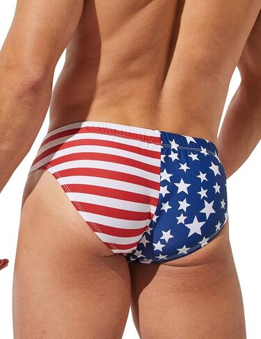 Mens USA Flag Stars Low Rise Swimwear Bikini Briefs Beach Swimsuit in Kuwait