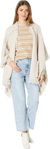 Barefoot Dreams CozyChic Fringe Poncho, Hooded Jacket for Women, Long Coat Design, Women’s Cute Fall and Winter Outerwear, Stone, OS in Saudi Arabia