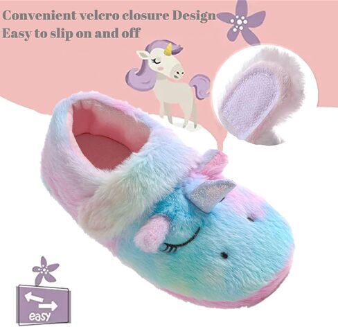 Yseoul شباشب أطفال بنات شتاء دافئ أرنب وحيد القرن شبشب منزل غامض مع نعل سميك مطاطي مانع للانزلاق in Kuwait