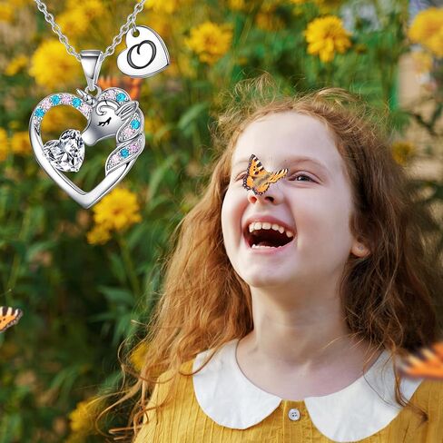 هدايا IEFRICH Unicorns للفتيات والأطفال، قلادة على شكل قلب | قلادات يونيكورن للبنات | القلائد الأولية | مجوهرات يونيكورن | مجوهرات الاطفال للبنات | هدايا عيد الميلاد للأطفال البنات in Saudi Arabia