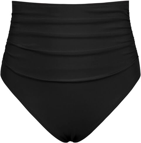 Hilor Women's High Waisted Bikini Bottom Retro High Cut Bathing Suit Bottom Ruched Tummy Control Swim Shorts in Saudi Arabia