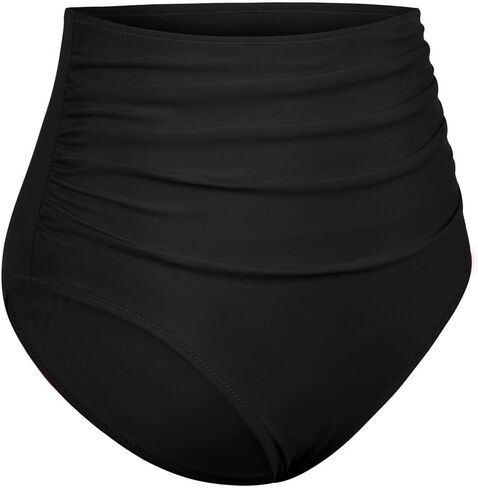 Hilor Women's High Waisted Bikini Bottom Retro High Cut Bathing Suit Bottom Ruched Tummy Control Swim Shorts in Saudi Arabia