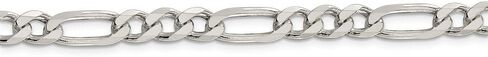 Solid 925 Sterling Silver 6.5mm Figaro Link Chain Necklace - with Secure Lobster Lock Clasp - in Saudi Arabia