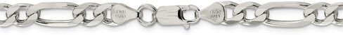 Solid 925 Sterling Silver 6.5mm Figaro Link Chain Necklace - with Secure Lobster Lock Clasp - in Saudi Arabia