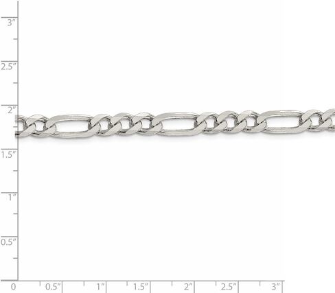 Solid 925 Sterling Silver 6.5mm Figaro Link Chain Necklace - with Secure Lobster Lock Clasp - in Saudi Arabia