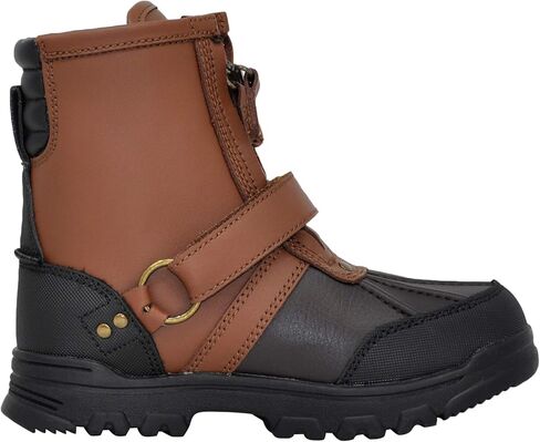 حذاء POLO RALPH LAUREN للجنسين للأطفال الأولاد Conquered Hi Boot، جلد بلون الشوكولاتة/الأسمر in Saudi Arabia